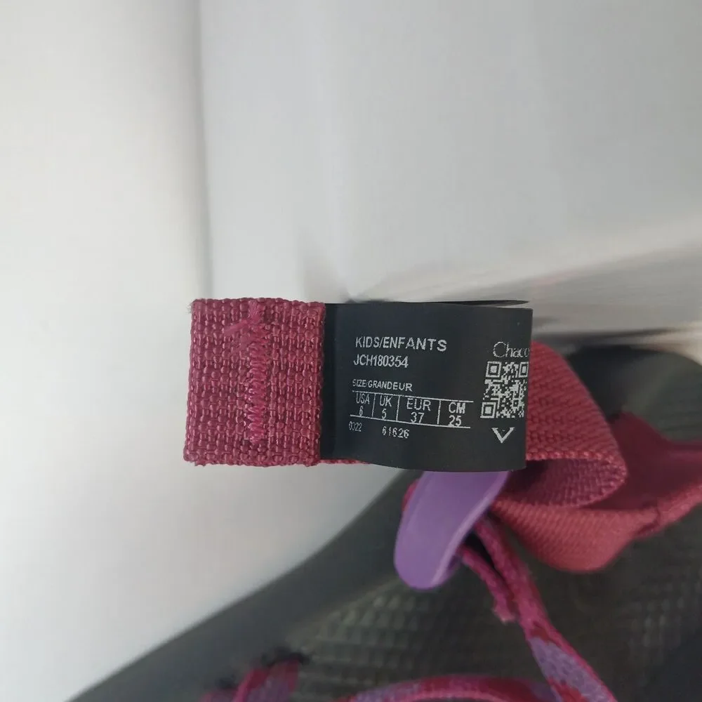Chaco ZX/1 Eco Tread Kids Sandals  Pink Purple Gray Strap Buckle Non-Mark Size 6